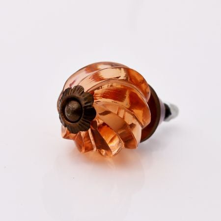 Amber Interior Cut Glass Cabinet Knob