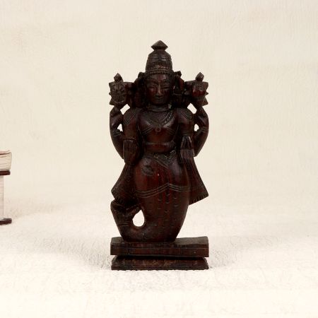 Dark Brown Wooden Lord Vishnu Dashavatara Statue in Set of 10