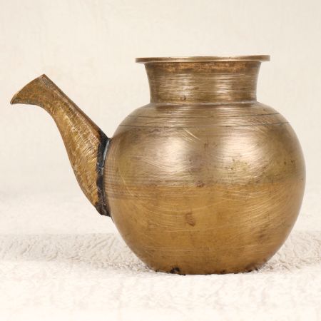 Vintage Handcrafted Brass Holy Pot with Spout for Decoration