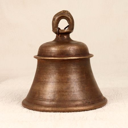 Brown High-Quality Temple Bell Made of Bell Metal for Decor