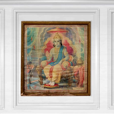 Vintage Lord Rama Paper Print in Frame for Decoration