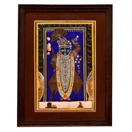 Vintage Used Lord Krishna Paper Painting for Home Decoration