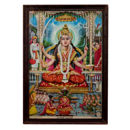 Vintage Santoshi Mata Print in Frame for Prayer Room