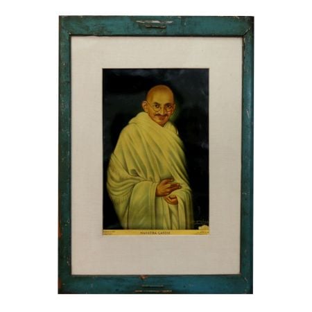 Paper Print of Mahatma Gandhi in Wooden Frame for Decor