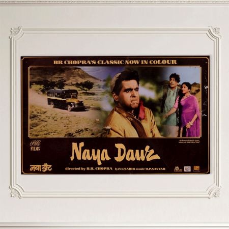 Vintage Nostalgia Print of Naya Daur Movie for Collection