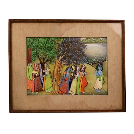 Used Lord Krishna Paper Painting in Himalayan Art for Decor