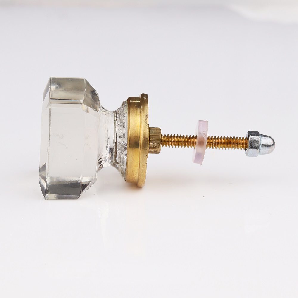 Clear Golden Square Cabinet Knobs