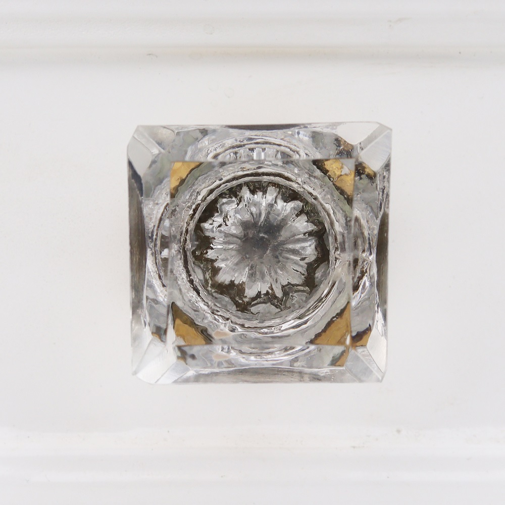 Clear Golden Square Cabinet Knobs