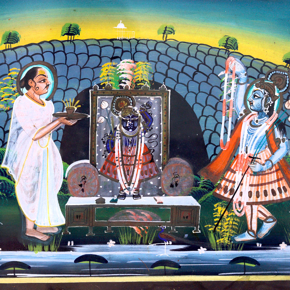 Vintage Paper Painting of Lord Krishna for Home Decoration