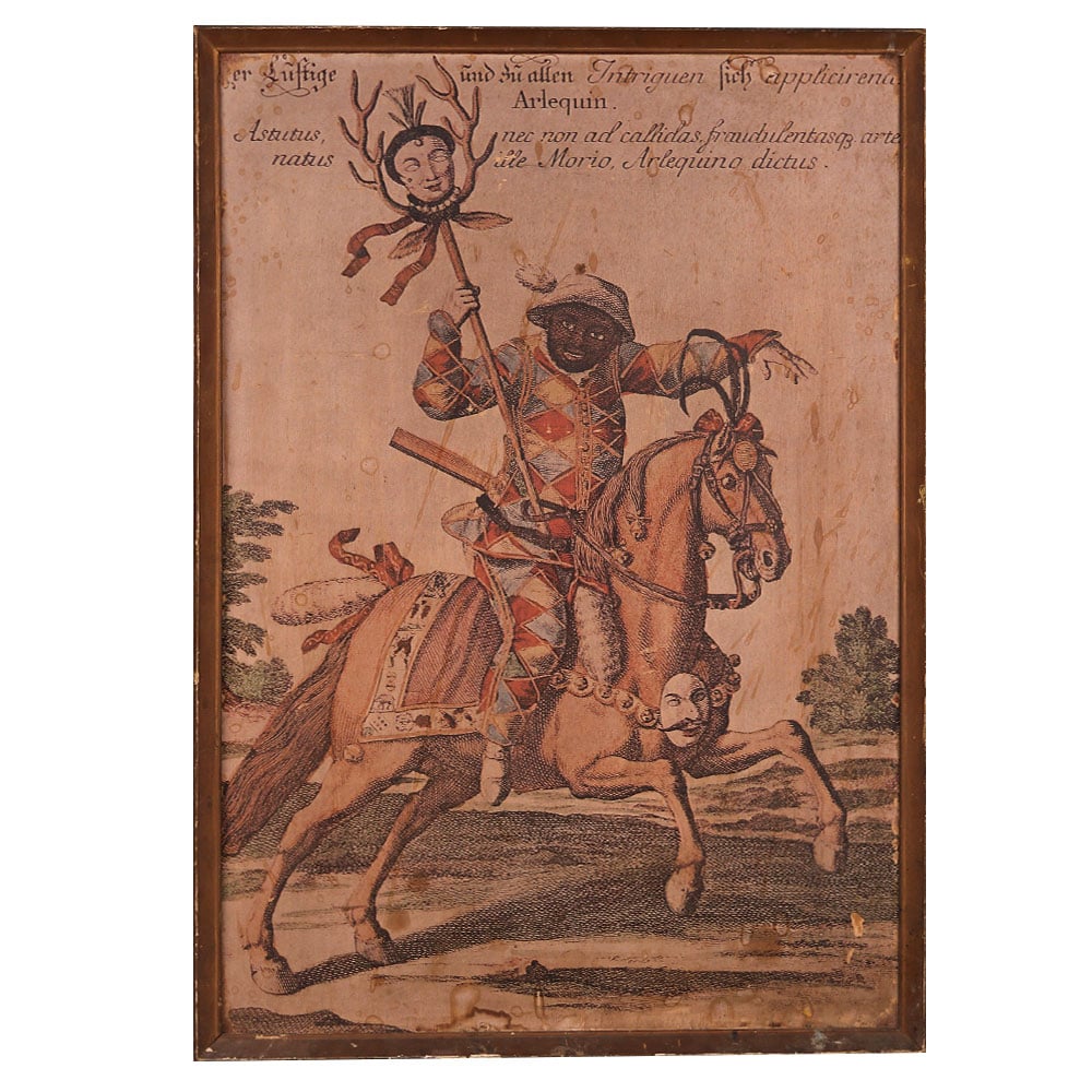 Vintage Paper Print of Man Riding Horse for Decoration