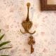 Simple Brass Engraved Floral Tri Hook Home Decoration Hook