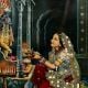 Vintage Paper Print of Lord Krishna Worshipped by Meera