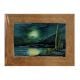 Vintage Water Colour Paper Painting of Sunset on Hills