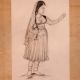 Vintage Fine Pencil Sketch Painting of Lady for Decoration