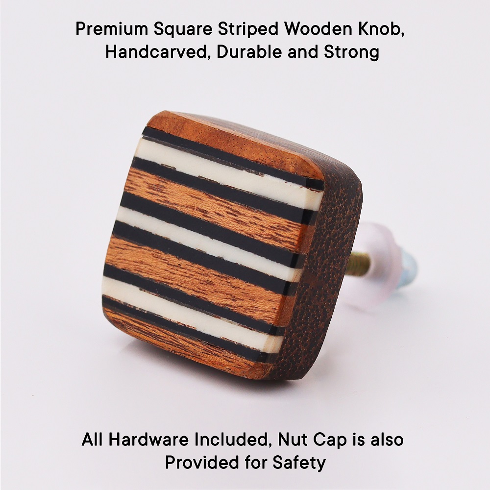 Square Striped Wooden Knob