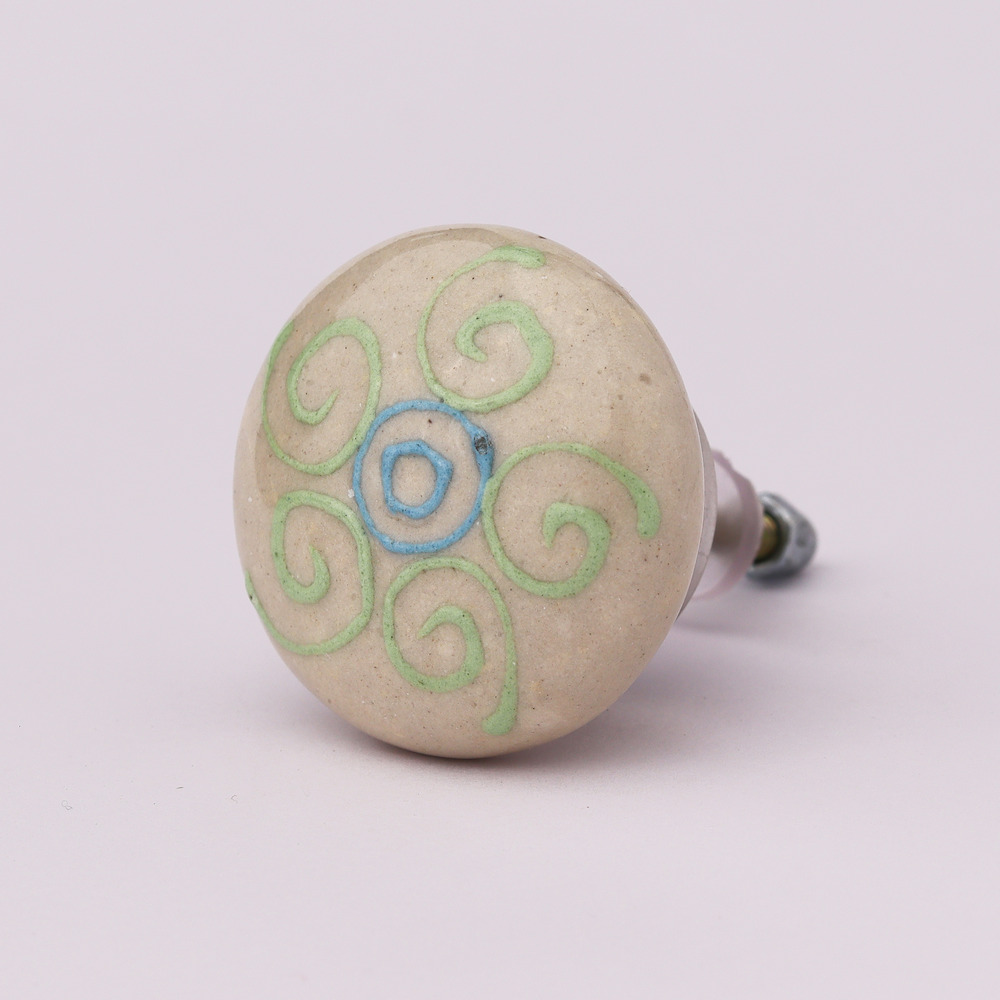Cream Embossed Ceramic Knob