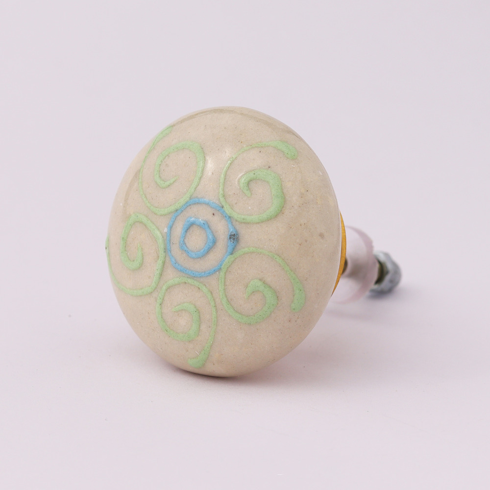 Cream Embossed Ceramic Knob