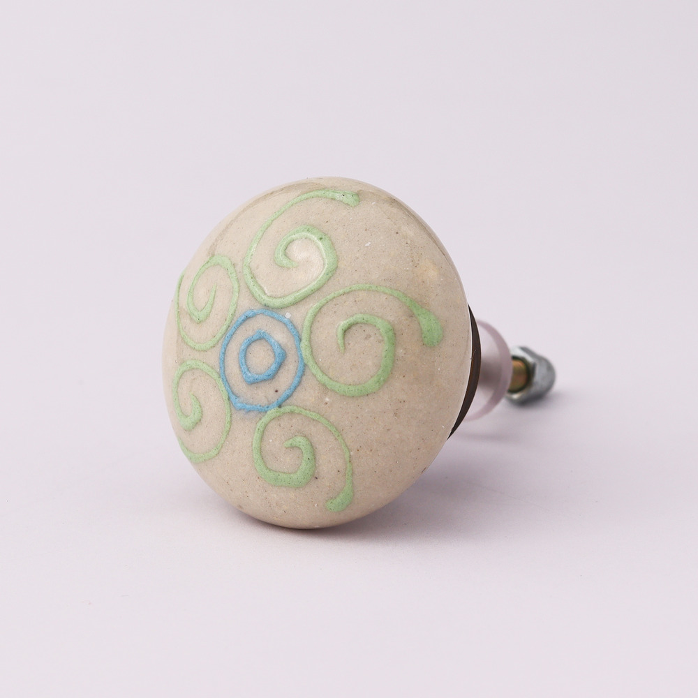 Cream Embossed Ceramic Knob