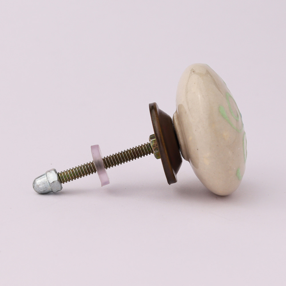 Cream Embossed Ceramic Knob