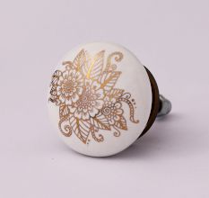 Golden Calliopsis Flower Flat Ceramic Dresser Knob