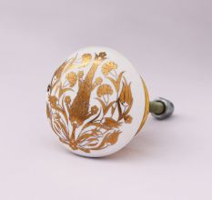 Golden Calla Lily Flower Flat Ceramic Dresser Knob