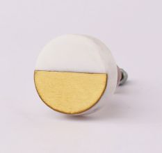 White and Golden Round Stone Dresser Knobs