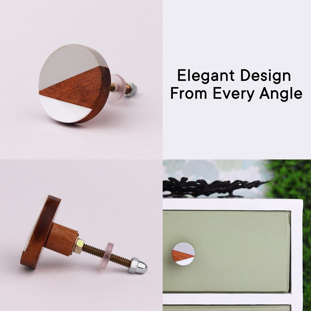 Mixed Shell Wooden Round Drawer Knob Online