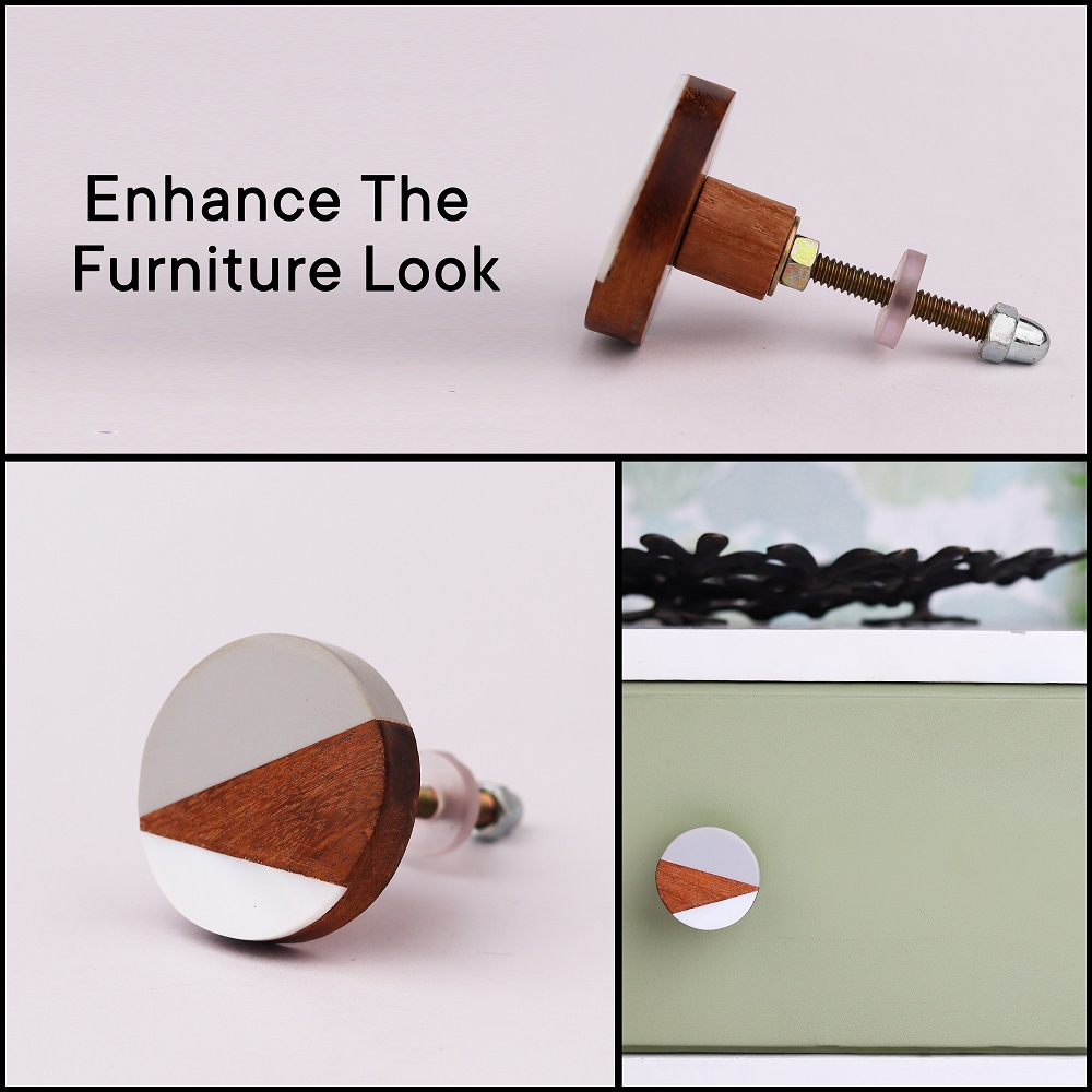 Mixed Shell Wooden Round Drawer Knob Online