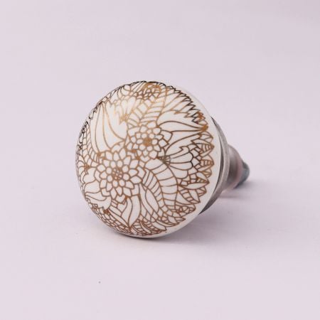 Golden Flower Flat Ceramic Drawer Knob Online