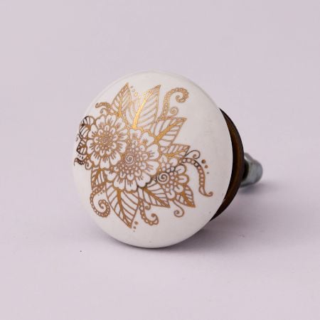Golden Calliopsis Flower Flat Ceramic Dresser Knob
