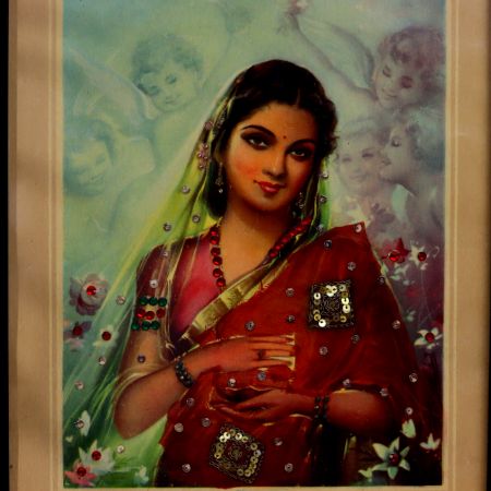 Vintage Traditional Lady Paper Painting for Decoration