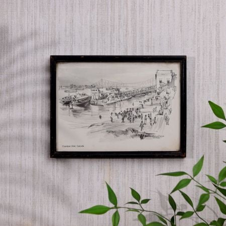 Vintage Paper Print of Chandpal Ghat Calcutta for Decoration