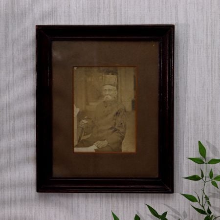 Vintage Photograph of Old Man in Wooden Frame for Collection