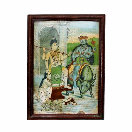 Vintage Paper Print from Ravi Verma in Wooden Frame