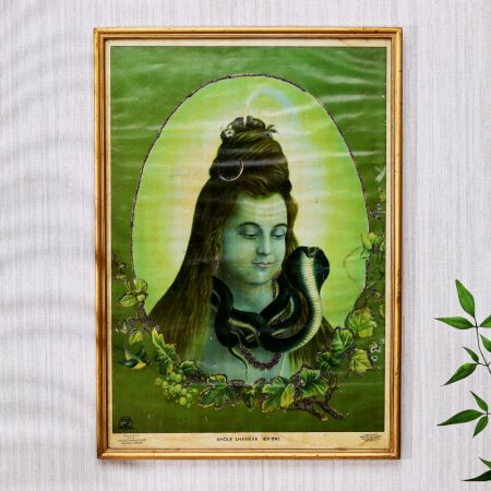 Vintage Original Paper Print of Lord Shiva for Prayer Room