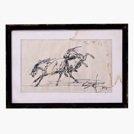 Used Modern Art Painting of Horse in Wooden Frame