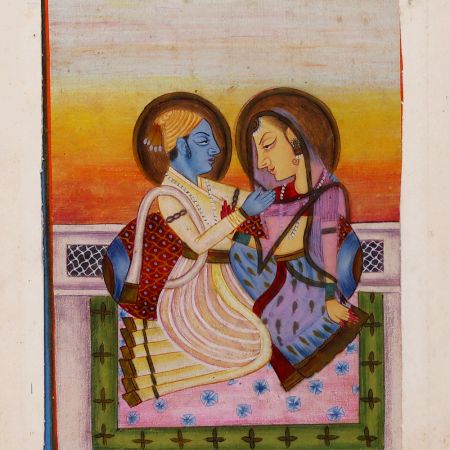 Unique Paper Painting of Radha Krishna from Rajasthan
