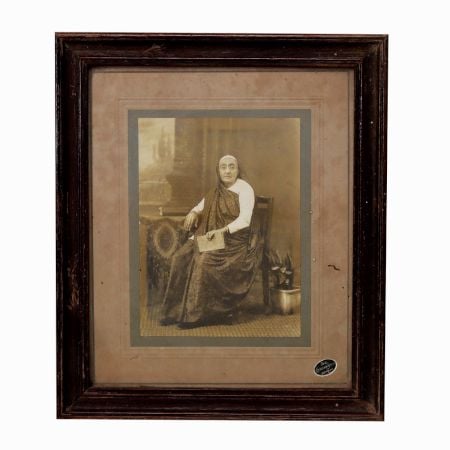 Vintage Photograph of Maharani in Wooden Frame for Decor
