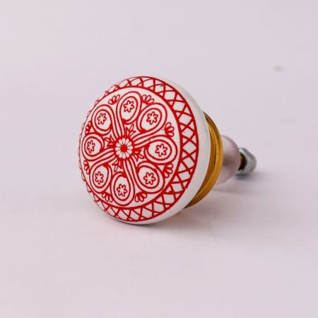 Red Wheel Flat Knob