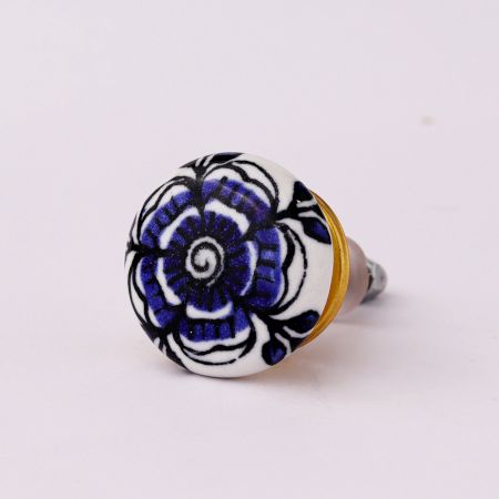 Blue Black Rose Flat Knob