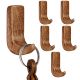 6 Pieces Small Natural Wooden No Drill Adheshive Wall Hooks