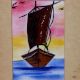 English Art Sailing Boat in Sea Cloth Painting for Hanging