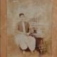 Vintage Paper Photograph of Man Sitting for Decoration
