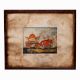 Hand Painted Vintage Paper Painting of Ox Cart in Wooden Frame
