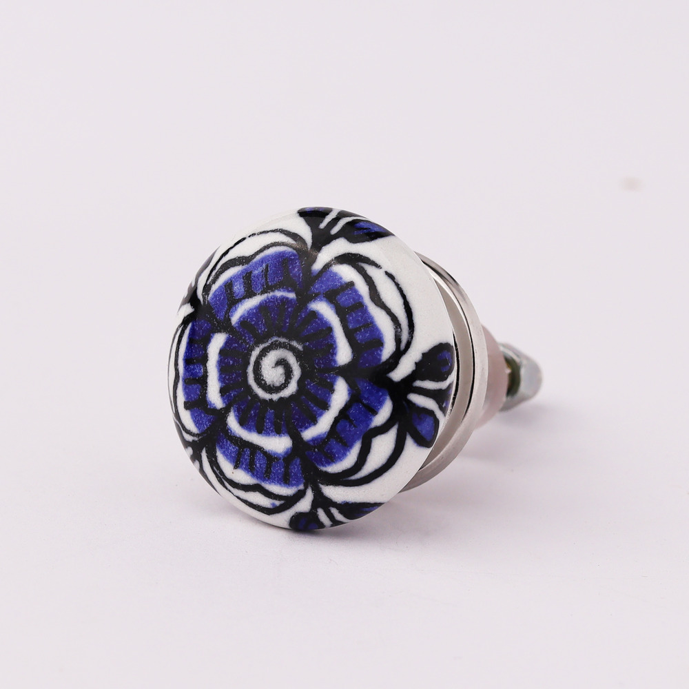 Blue Black Rose Flat Knob