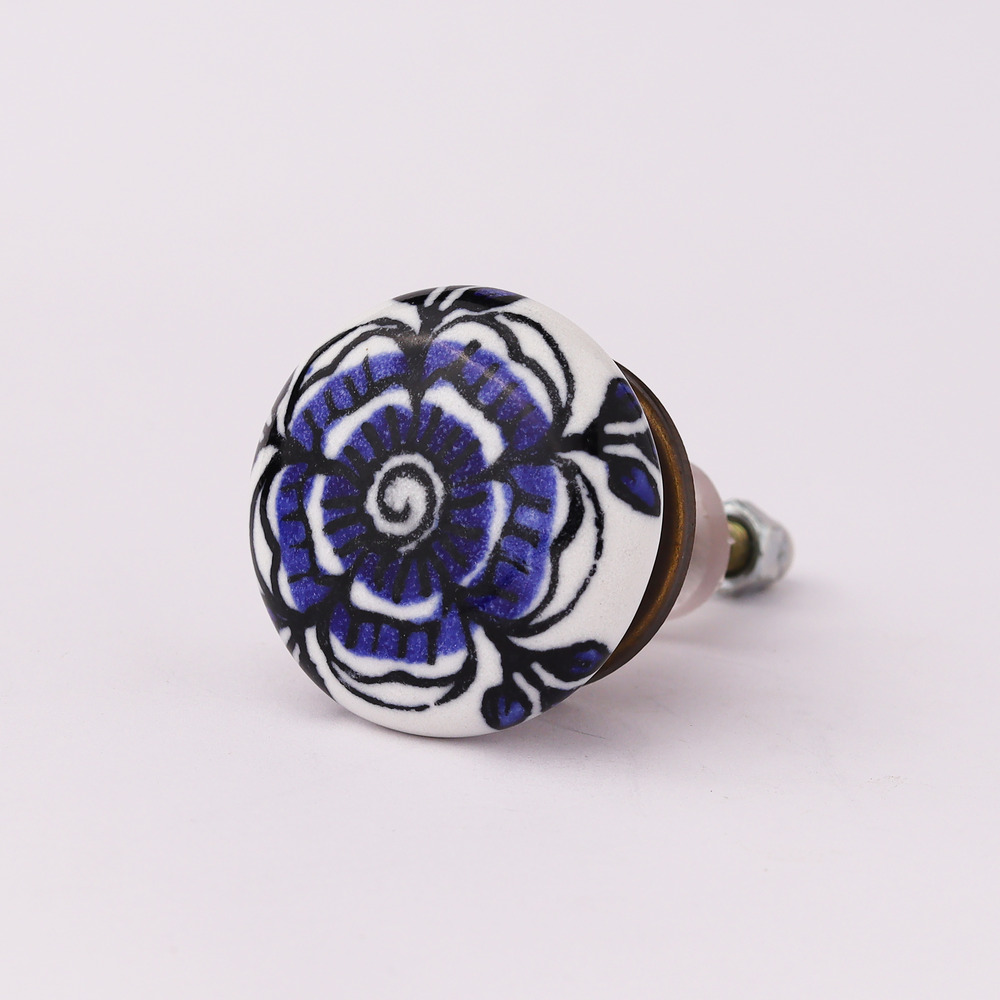 Blue Black Rose Flat Knob