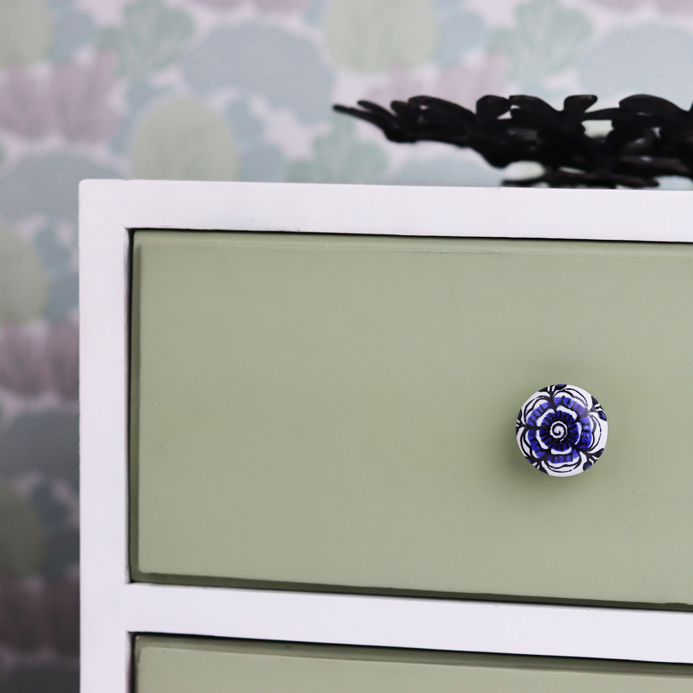 Blue Black Rose Flat Knob