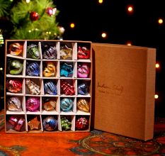 25 Pieces Handmade Multi-Coloured Distressed Glass Christmas Ornament