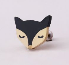Grey and Peach Wooden Fox Cabinet Knobs