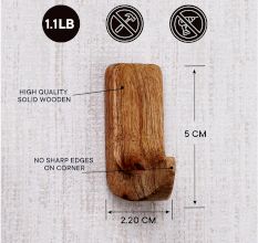 6 Pieces Small Natural Wooden No Drill Adheshive Wall Hooks